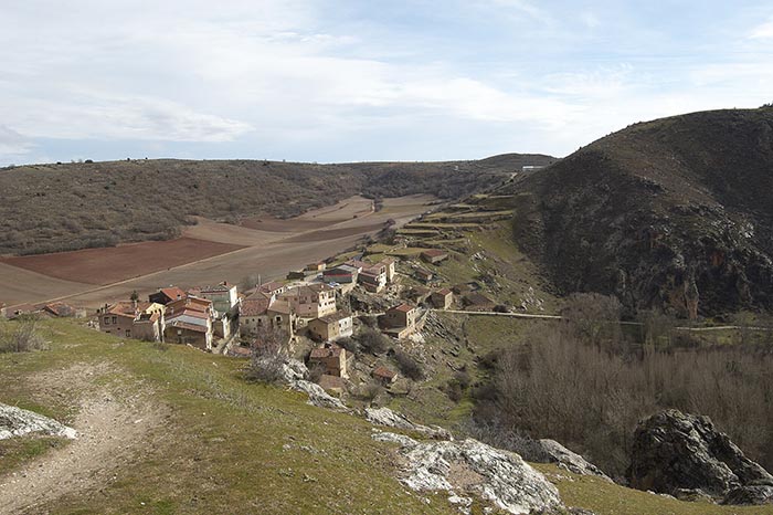 landscape of hills and old looking homes.